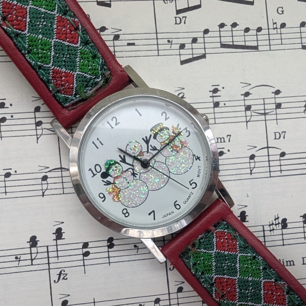 Christmas Red and Green Snowman Watch